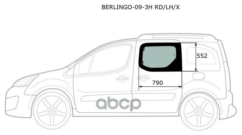 XYG BERLINGO093HRDLHX Стекло заднее левое CITROEN BERLINGO/PEUGEOT PARTNER 08-