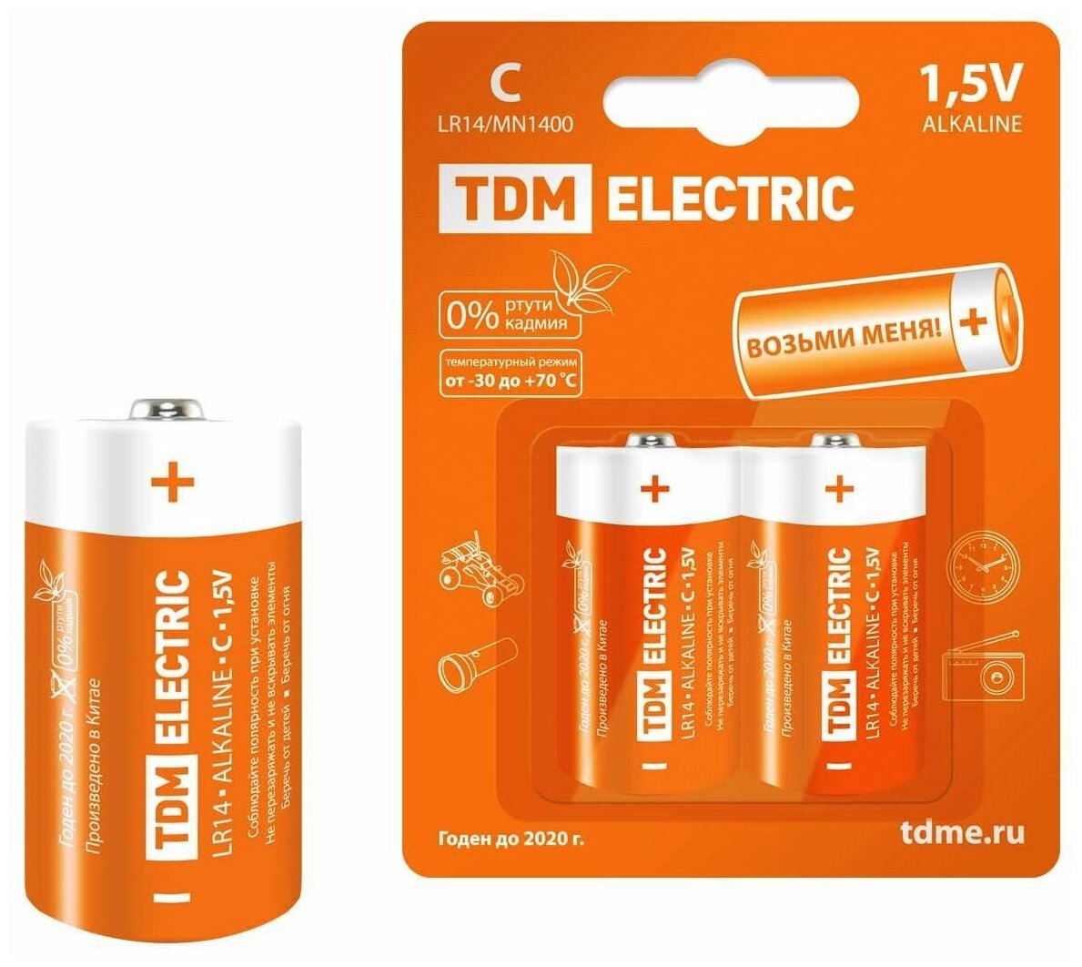 Элемент питания LR14 C Alkaline 15V BP-2 TDM (TDM) SQ1702-0011 (2 шт)