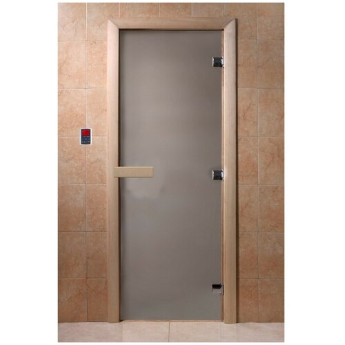 Дверь стеклянная для бани и сауны DW, сатин (коробка: осина/ольха - 1800х700мм). дверь для бани и сауны стеклянная бронза размер коробки 190х67 6мм левое открывание