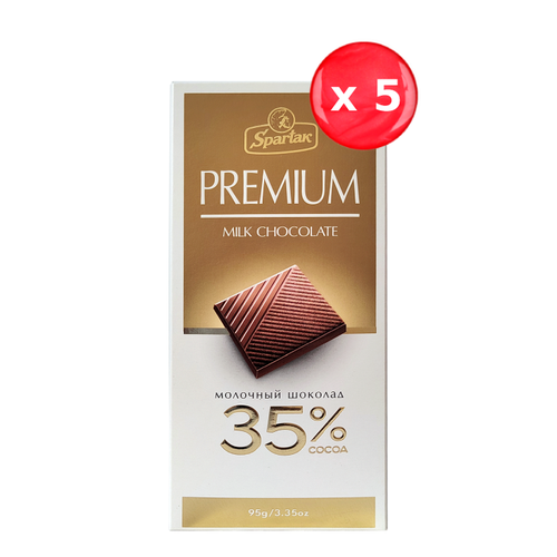 Шоколад Спартак премиум молочный 35% 95 г, набор из 5 шт.