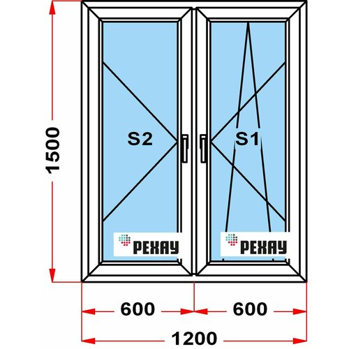 Окно из профиля РЕХАУ GRAZIO (1500 x 1200) , с поворотно-откидной створкой, 3 стекла окно из профиля рехау grazio 70 мм в1200 x ш1200 38 с поворотной и поворотно откидной створкой 3 стекла
