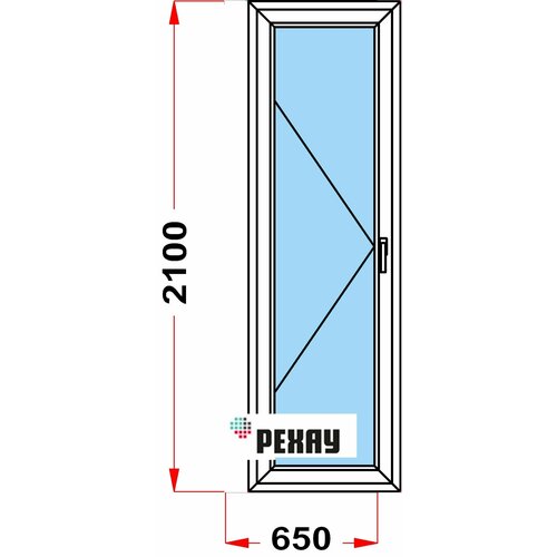Балконная дверь из профиля РЕХАУ BLITZ (2100 x 650) 47, с поворотной створкой, 3 стекла, левое открывание пластиковая дверь пвх балконная рехау blitz 2000х700 мм вхш левая двухкамерный стеклопакет белая