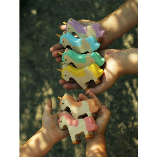 Мастерская Михеевых / Набор развивающих игрушек Единороги разноцветные 6 шт. / деревянные игрушки / единорожка