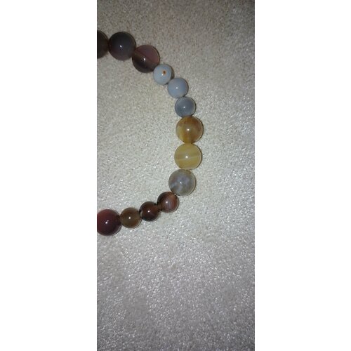 фото Браслет, агат, размер 17.5 см, коричневый, бежевый мастерhand