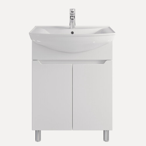 Изображение товара Тумба напольная SanStar Bianca 65 с раковиной Стиль 65 (комплект) для ванной комнаты, белая