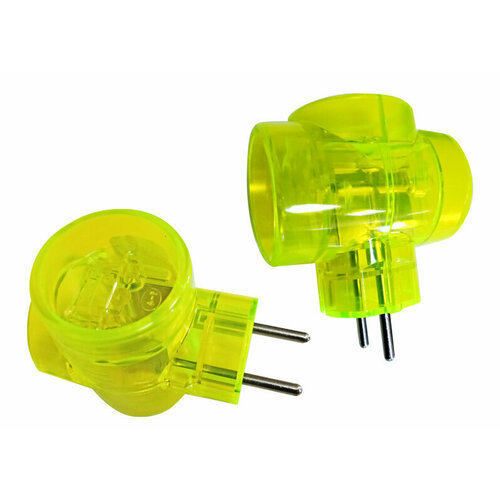 Тройник токеr 3 б/з 6/10а лимонный 3t