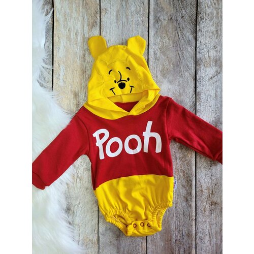 Боди  детское, на кнопках, размер 3 мес, красный, желтый