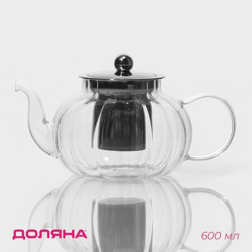 Чайник стеклянный заварочный с металлическим ситом Диана 600 мл 2555₽