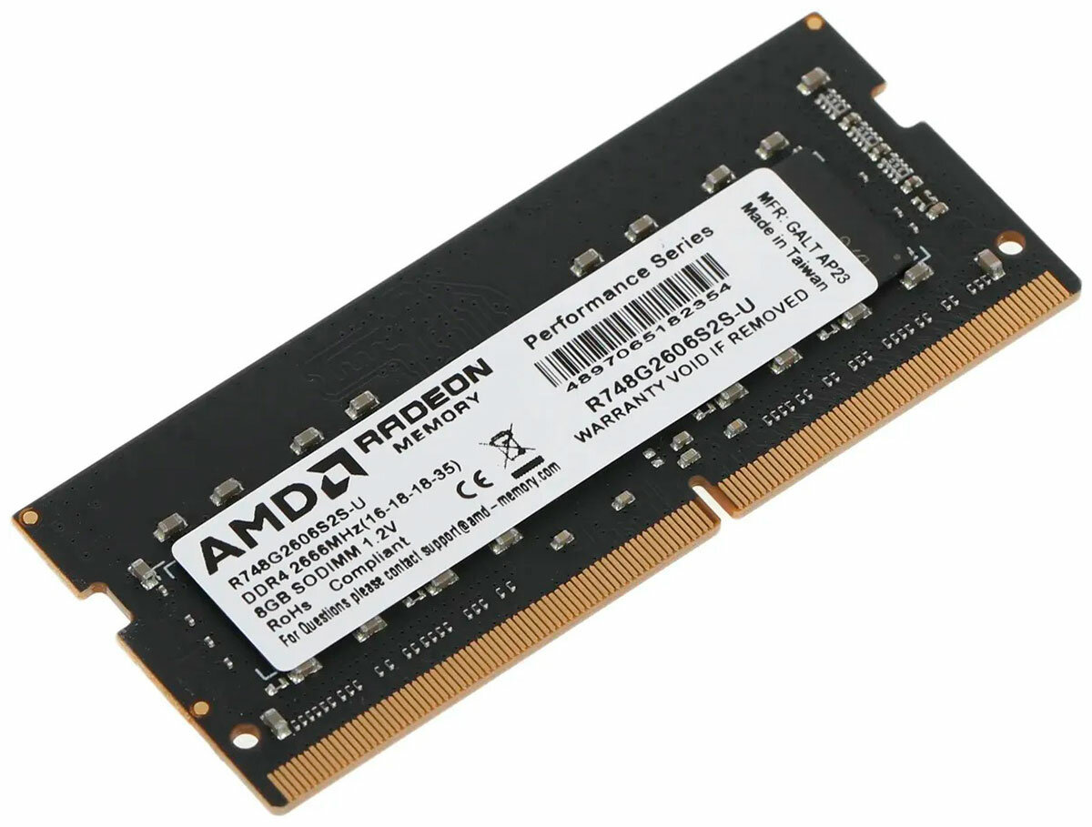 Модуль памяти SODIMM DDR4 8GB AMD PC4-21300 2666MHz CL16 1.2V RTL - фото №9