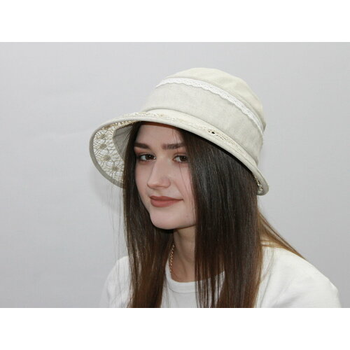 Шляпа Стильная шляпка, размер 56-57, бежевый шляпа женская мария лен размер 56 57