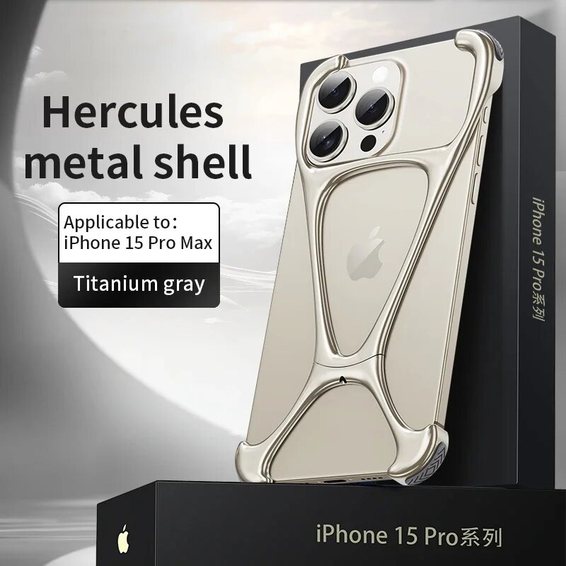 Металлический чехол для телефона без оправы для iPhone 13 14 Pro Max, алюминиевый съемный защитный противоударный чехол для защиты от тепла для IPHON 15 Promax, Titanium Gray, For Iphone 15 Promax