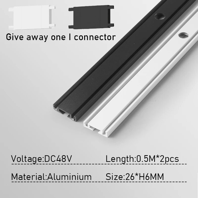 OEMG Магнитная трековая система освещения 48В, Black, Cold White 6000K, 0.5M-2PCS, Серый