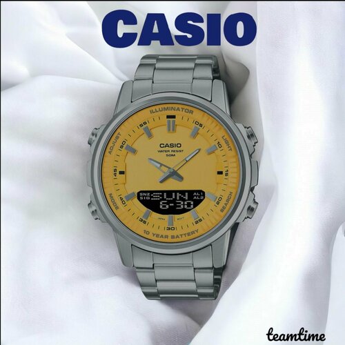 фото Наручные часы casio, желтый, серый