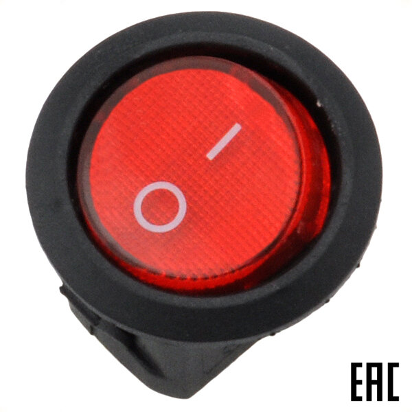 Выключатель клавишный KCD1-101N-8-C3-R/3P on-off красный 6А 1з с подсветкой (Ruichi) (13 шт. в комплекте)