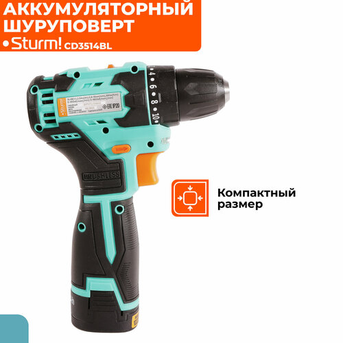 Аккумуляторный шуруповерт Sturm CD3514BL 10349₽