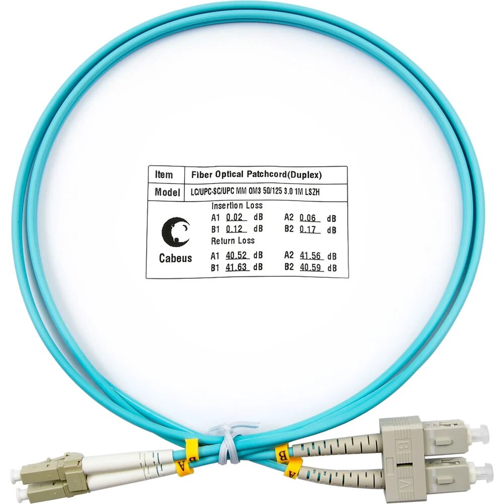 Оптический шнур Cabeus duplex lc-sc 50/125 mm om3 1м lszh FOP-50-LC-SC-1m