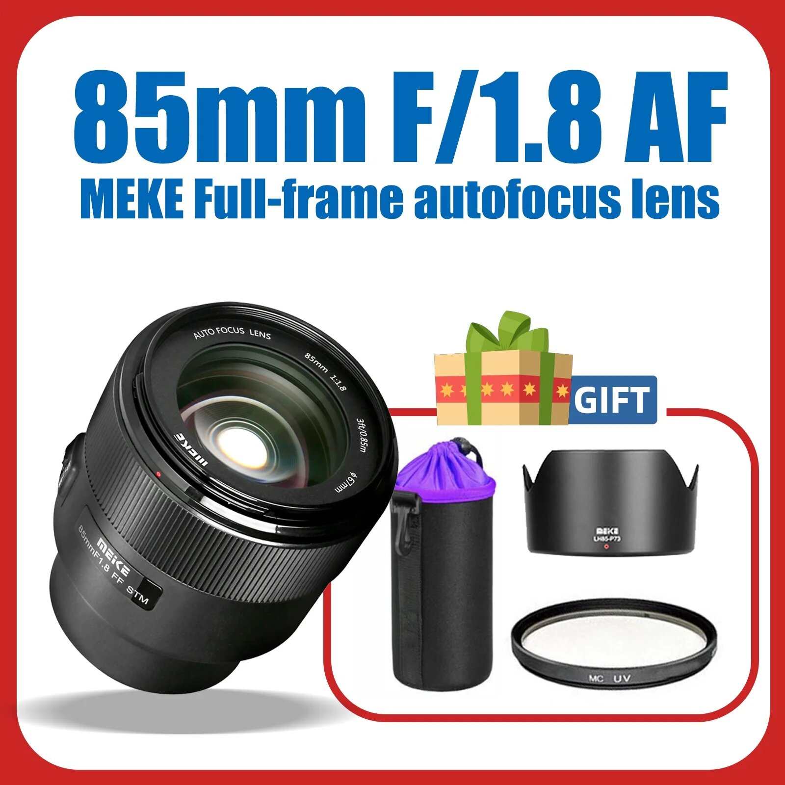 Meike 85 мм F1.8 Портретный объектив для Nikon, Черный, Nikon F