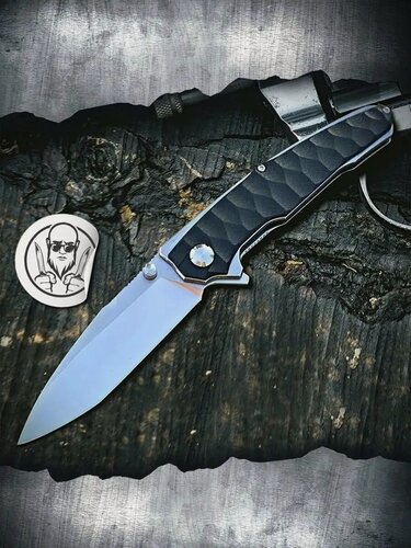 Изображение товара Нож складной CH Outdoor Камень, туристический, нержавеющая сталь, чёрный, edc, G-10 каменный век