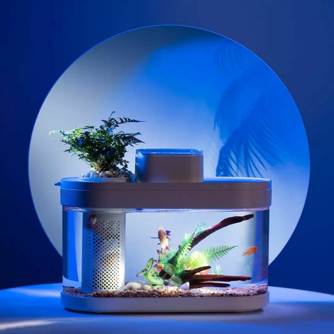 Аквариумы И Аквафермы Xiaomi Аква-ферма Xiaomi Descriptive Geometry DESGEO C180 Smart Lazy Fish Tank Pro версия с Автокормушкой +Wifi модуль