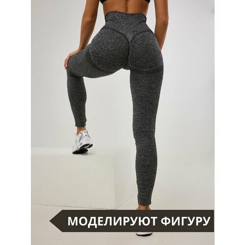 фото Легинсы для фитнеса с push up эффектом, пуш ап, размер m, серый ivi home