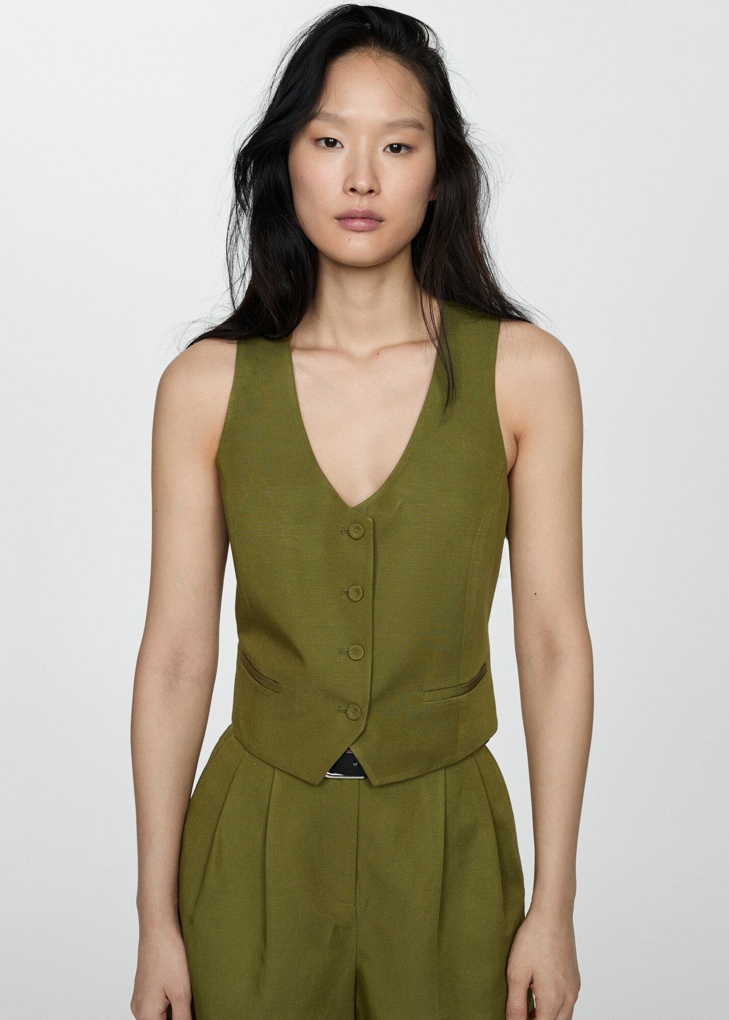 Жилет MANGO MAX, размер L INT, хаки — фото 1