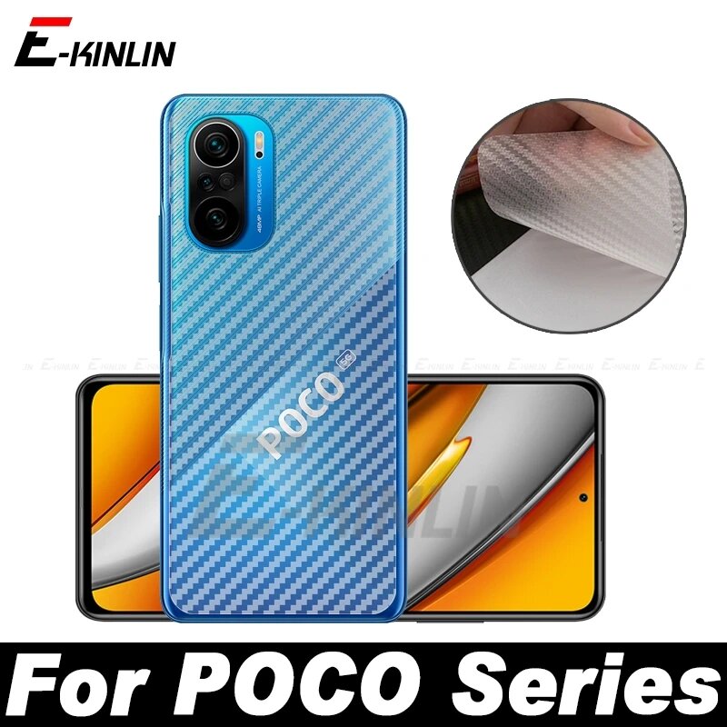5 шт. 3D углеродное волокно задняя крышка защитная пленка для экрана для XiaoMi POCO X5 M6 M5 M5s M4 X4 X3 NFC M3 M2 F5 F4 F3 GT F2 Pro X2 F1 For Poco X3 NFC Translucent