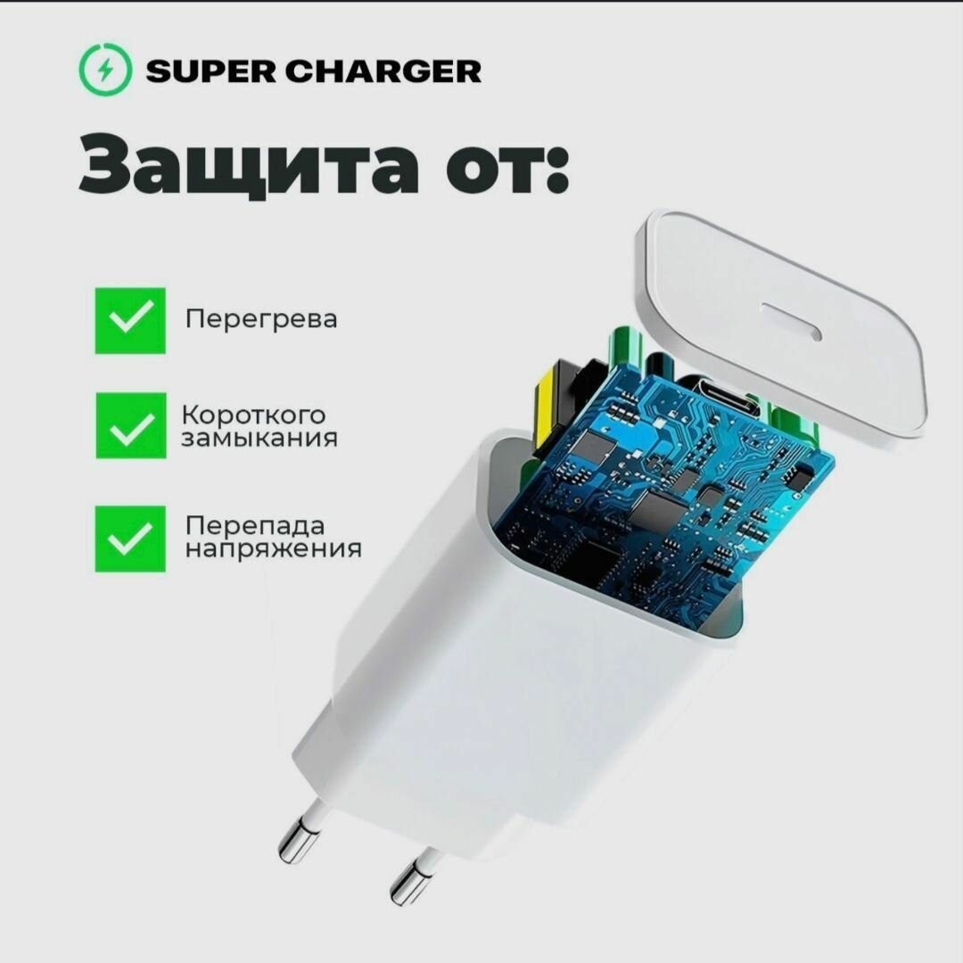 Блок питания с кабелям TYPE-C LIGHTNING для iPhone 20W Type-C для ios — фото 1