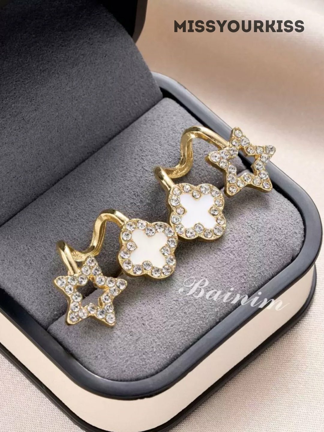 Серьги , молочный — фото 1