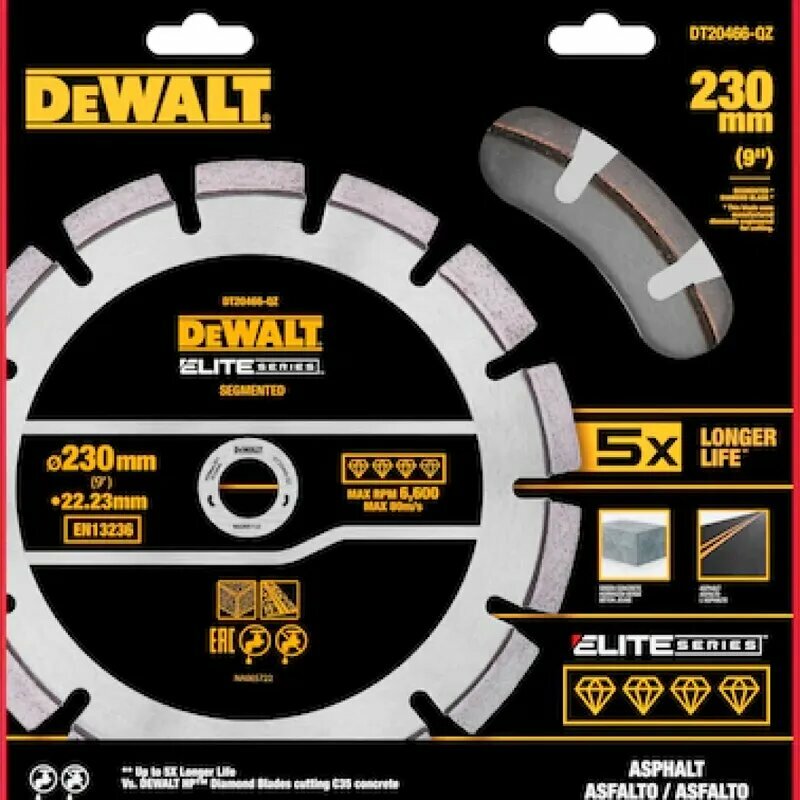 Диск алмазный DeWALT Elite ASPHALT 230 мм DT20466-QZ — фото 1