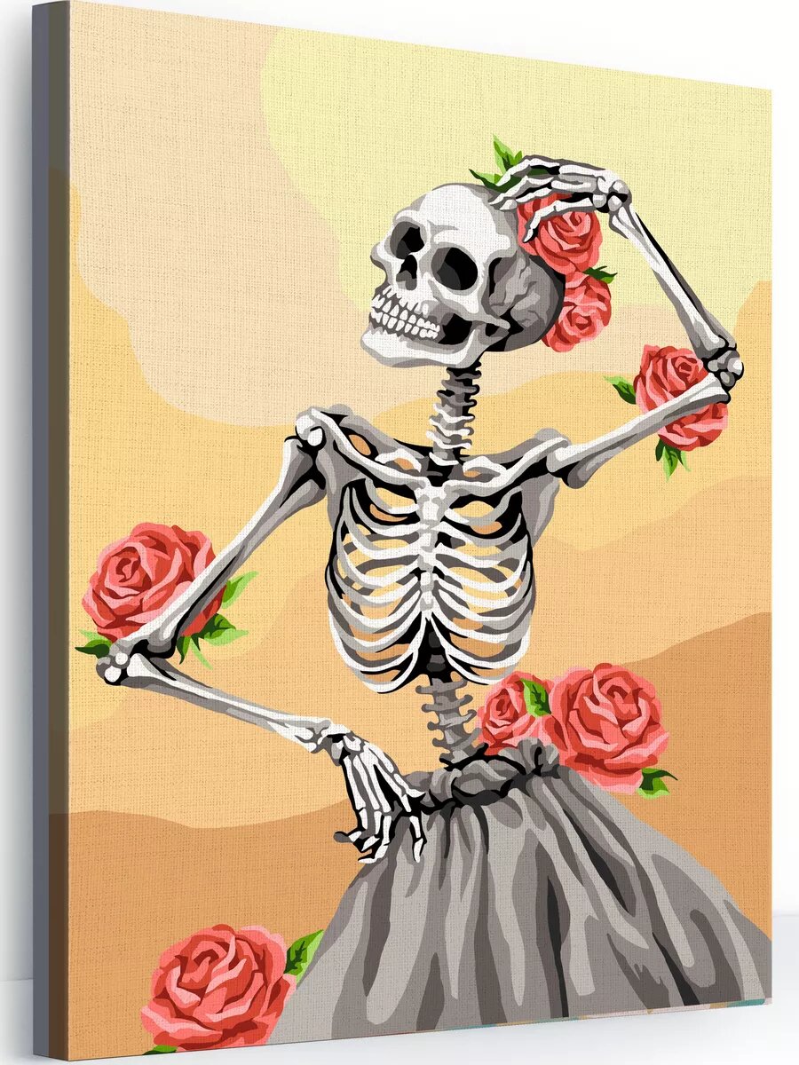 Картина по номерам на холсте с подрамником 40х50 см Леди скелет
