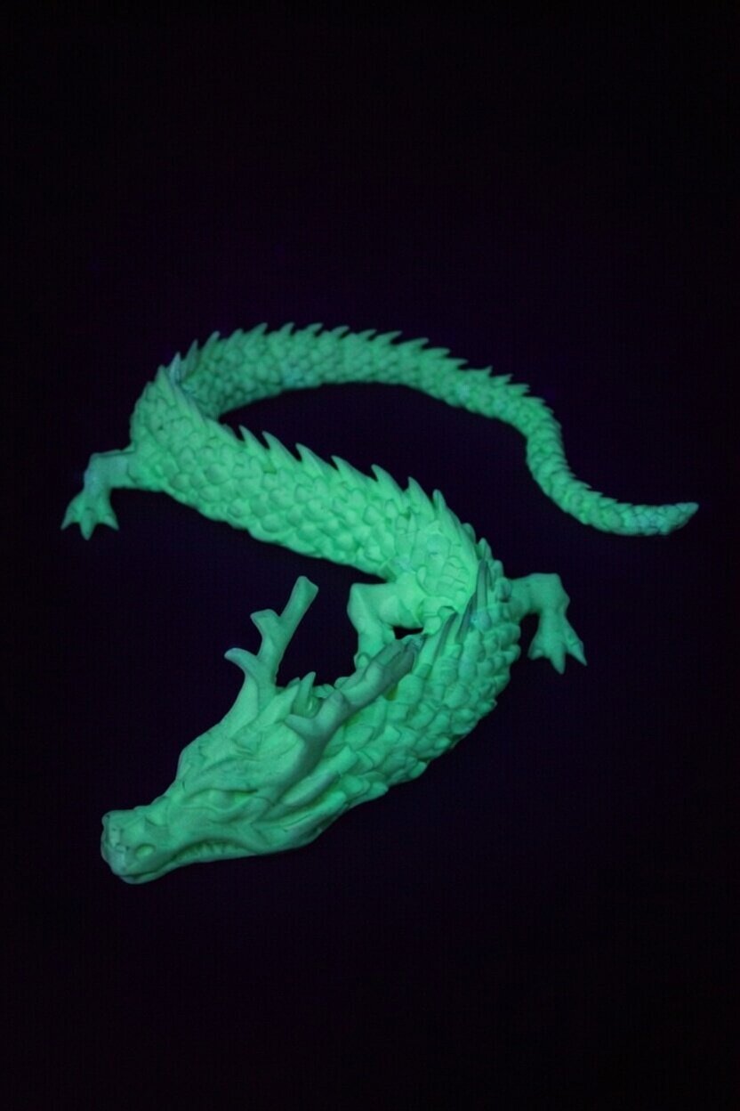 Игрушка анти-стресс "Дракон", из пластика, длина 30 см, цвет белый с фосфорным эффектом — фото 1