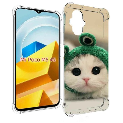 Чехол MyPads кот-лягушка детский для Xiaomi Poco M5 задняя-панель-накладка-бампер