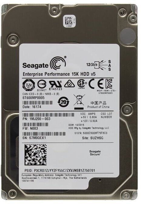 Жесткий диск Seagate Enterprise 600GB 12G 15K 512n SAS 128MB 2.5 [ST600MP0005]