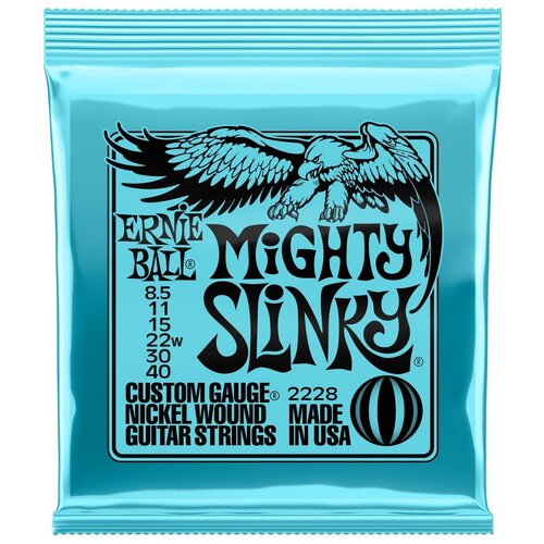 фото Струны для электрогитары ernie ball 2228 nickel wound slinky mighty 8.5-40