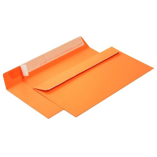 Конверт из цветной бумаги С65 (114*229) оранжевый. 100 шт