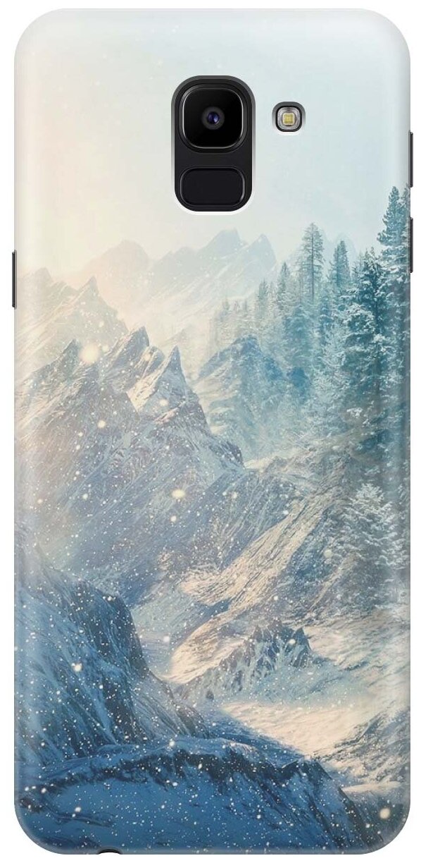 GOSSO Ультратонкий силиконовый чехол-накладка для Samsung Galaxy J6 (2018) с принтом "Снежные горы и лес"