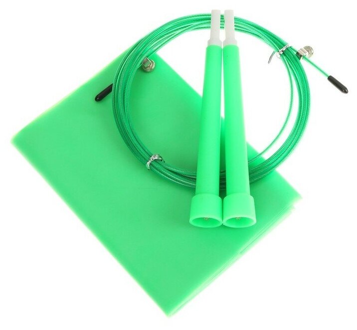 ONLITOP Набор для фитнеса ONLITOP: эспандер ленточный, скакалка скоростная, цвет зелёный