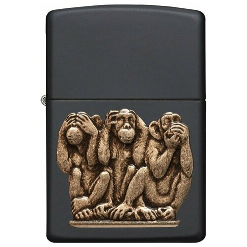 Зажигалка ZIPPO Classic с покрытием Black Matte, латунь/сталь, чёрная, матовая, 38x13x57 мм зажигалка zippo classic с покрытием black matte латунь сталь чёрная матовая 36x12x56 мм