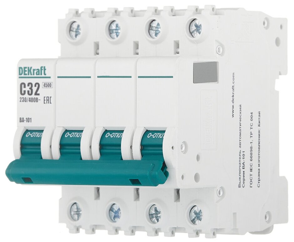 Выключатель автоматический модульный 4п C 32А 4.5кА ВА-101 SchE 11093DEK - фотография № 9