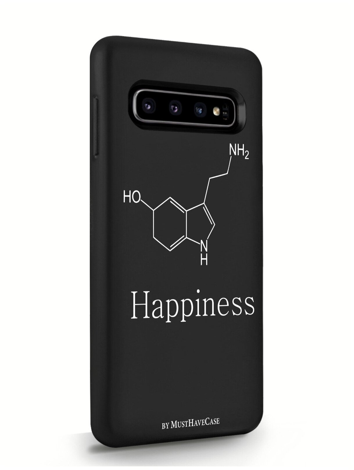 Черный силиконовый чехол MustHaveCase для Samsung Galaxy S10 Молекула счастья для Самсунг Галакси С10 Противоударный