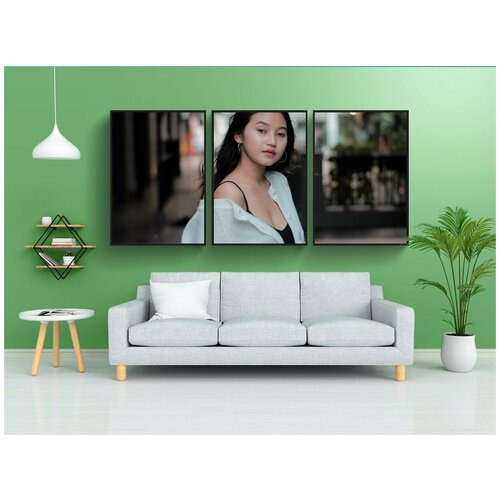 фото Набор модулных постеров для интерьера "женщина, модель, лицо" 60x90 см. в тубусе, без рамки lotsprints