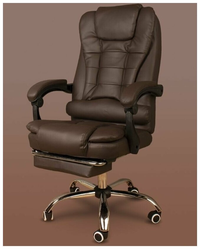 Кресло руководителя игровое кожаное с массажем и подножкой .