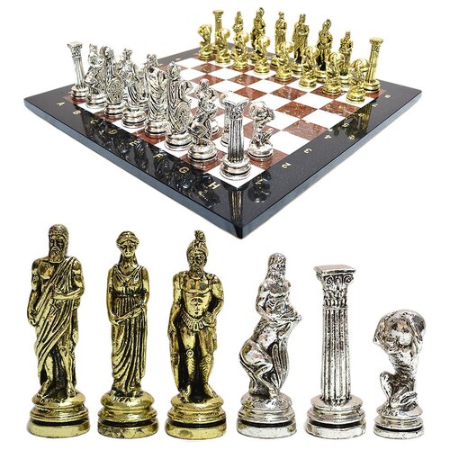 фото Радугакамня шахматы подарочные с металлическими фигурами "атлас", 400*400мм.
