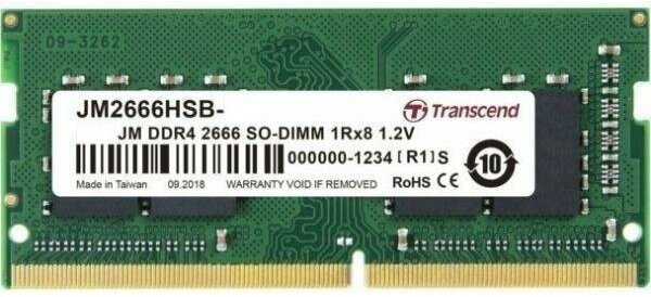 Оперативная память для ноутбука 16Gb (1x16Gb) PC4-21300 2666MHz DDR4 SO-DIMM CL19 Transcend JM2666HSB-16G