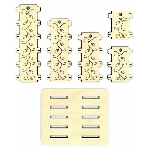 Бобины для ниток С орнаментом + подставка Щепка 3,5 см