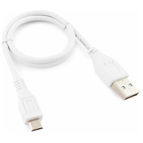 Кабель USB 2.0 Pro Cablexpert CCP-mUSB2-AMBM-W-0.5M, AM/microBM 5P, 0.5м, экран, белый, пакет блок питания автомобильный 2 usb earldom es 132m 2400mah пластик кабель микро usb цвет белый