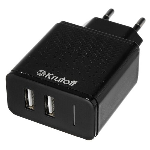 Сетевое зарядное устройство ТероПром 4669249 Krutoff, 2 USB, 2.4 A, черное