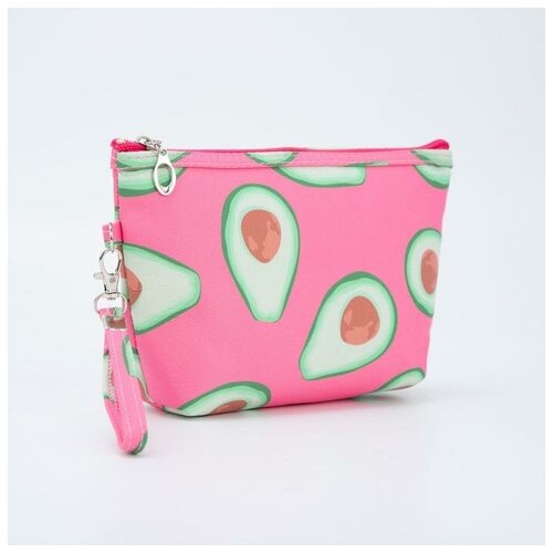 фото Косметичка-сумочка, отдел на молнии, с ручкой, цвет розовый, «авокадо» qwen
