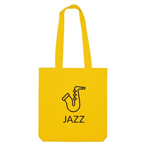 мужская футболка джазовый саксофон l синий Сумка шоппер Us Basic, желтый