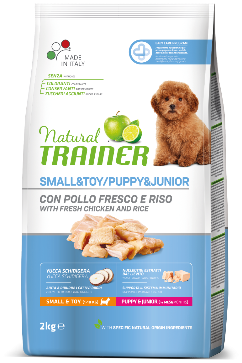 Trainer Natural Small and Toy Puppy and Junior сухой корм для щенков и юниоров мелких и миниатюрных пород с курицей и индейкой - 2 кг